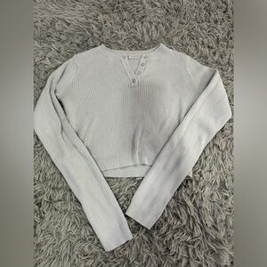 Brandy Melville Light Blue Long Sleeve Ribbed Henley